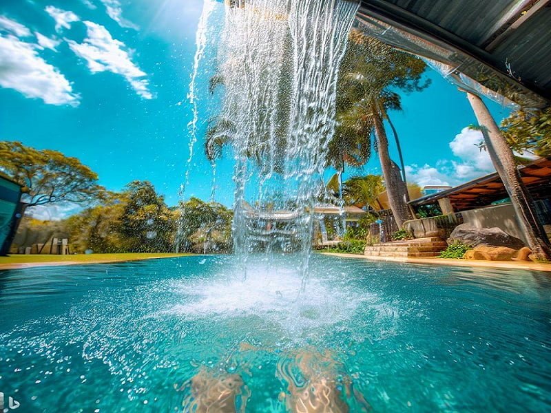 agua cayendo en la piscina de una ducha